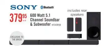 The Brick SONY 5.1 CH Dolby Digital Soundbar with Subwoofer and Wireless Rear Speakers (HTS40R) offer