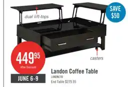 The Brick Landon 48 Modern Lift Top Coffee Table With Storage, Shelf and Casters - Dark Brown offer