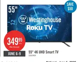 The Brick Westinghouse 55 4K UHD Roku Smart TV offer