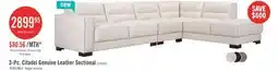 The Brick Citadel 3-Piece Right-Facing Top-Grain Genuine Leather Sectional with Wood Legs - Frost White offer