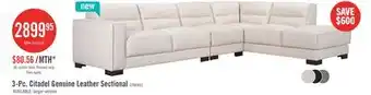 The Brick Citadel 3-Piece Right-Facing Top-Grain Genuine Leather Sectional with Wood Legs - Frost White offer