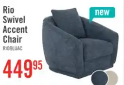 The Brick Rio 34.5 Chenille Fabric Swivel Accent Chair with Reversible Seat Cushion - Blue offer