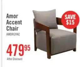 The Brick Amor 28.54 Fabric Accent Chair with Wood Arms and Legs - Grey offer
