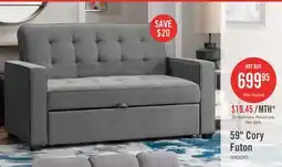 The Brick Cory 59 Velvet Fabric Klik Klak Futon with Tufting - Grey offer