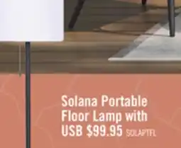 The Brick Solana 64 Modern Metal Acrylic Portable Indoor/Outdoor Floor Lamp with USB Port - Black offer