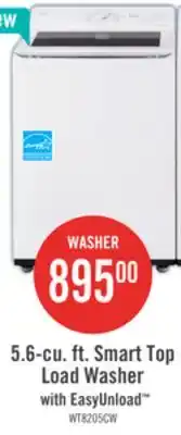 The Brick LG 5.6 Cu. Ft. Smart Top-Load Washer with EasyUnload - Essence White - WT8205CW offer
