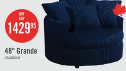 The Brick Made in Canada Grande 48 Chenille Fabric Cuddler Accent Chair - Groove Midnight Blue offer