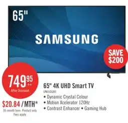 The Brick Samsung 65 4K UHD Edge Lit Dynamic Crystal Colour HDR10+ 60Hz Smart TV (UN65DU8000FXZC) offer