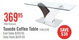 The Brick Tuxedo 48 Modern Glass Top Coffee Table - White and Grey with Metal Base offer