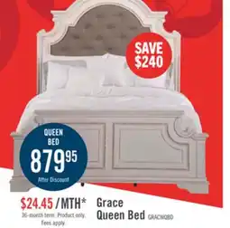 The Brick Grace Panel Bed with Headboard & Frame, Wooden, Fabric, Antique White - Queen Size offer