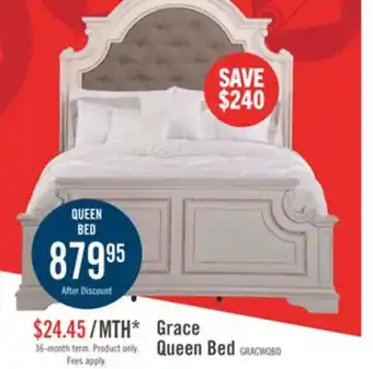 The Brick Grace Panel Bed with Headboard & Frame, Wooden, Fabric, Antique White - Queen Size offer