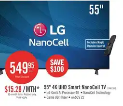 The Brick LG 55 Nanocell 4K UHD HDR10+ HGiG ThinQ 60Hz Smart TV (55NANO75UQA.ACC) offer