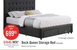 The Brick Beck Upholstered Storage Bed in Dark Grey Fabric, Button Tufted - Queen Size offer