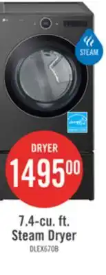 The Brick LG 7.4 Cu. Ft. Smart Electric Dryer with Steam - Black Steel - Stackable - DLEX6700B offer