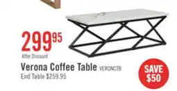 The Brick Verona 47.25 Modern Coffee Table - White Marble Look with Black Metal Base offer