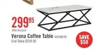 The Brick Verona 47.25 Modern Coffee Table - White Marble Look with Black Metal Base offer