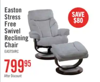 The Brick Easton 33.5 Chenille Fabric Stress Free Swivel Reclining Chair with Footrest - Silver Grey offer