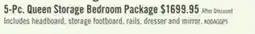 The Brick Koda 5pc Bedroom Set with Storage Bed, Dresser & Mirror, Wooden, Grey - Queen Size offer