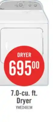 The Brick Whirlpool 7 Cu. Ft. Electric Dryer - White - YWED4815EW offer