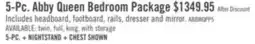 The Brick Abby 5pc Bedroom Set with Panel Bed, Dresser & Mirror, LED, USB, White - Queen Size offer