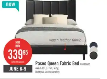 The Brick Paseo Platform Bed in Black Vegan-Leather Fabric - Queen Size offer