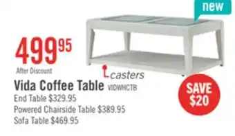 The Brick Vida 48 Solid Wood Coffee Table with Shelf and Casters - Sand offer