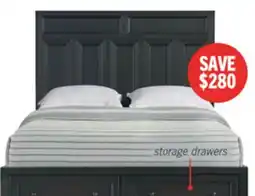 The Brick Casa Panel Bed with Headboard & Frame, Wood, Black - Queen Size offer