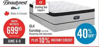 The Brick Beautyrest GL4 Eurotop Queen Mattress offer