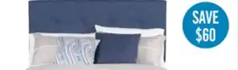 The Brick Page Upholstered Bed in Blue Linen-Look Fabric, Button Tufted - Full Size offer