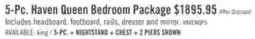 The Brick Haven 5pc Bedroom Set with Panel Bed, Dresser & Mirror, White - Queen Size offer