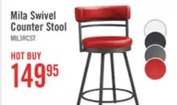 The Brick Mila Counter Stool with Swivel Seat, Vegan Leather Fabric, Metal - Red offer