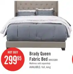 The Brick Brady Upholstered Wingback Bed in Light Grey Fabric with Nailhead Design, Button Tufted - Queen Size offer