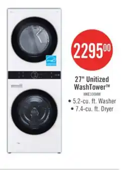 The Brick LG 5.2 Washer/7.4 Dryer Cu. Ft. Front-Load High-Efficiency Washtower - White - WKE100HWA offer