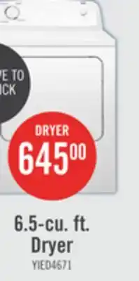 The Brick Inglis 6.5 Cu. Ft. Electric Dryer - White - YIED4671EW offer
