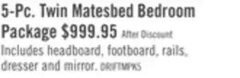 The Brick Driftwood Mates Bed 5pc Set with Storage Headboard, Dresser & Mirror, Brown - Twin Size offer