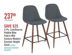 The Brick LumiSource Pebble Blue Fabric Mid-Century Modern Counter-Height Stool - Set of 2 offer