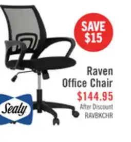 The Brick Sealy Raven 25.2 Adjustable Ergonomic Office Chair with Mesh Padding - Black offer