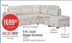 The Brick Coast 3-Piece Right-Facing Fabric Sleeper Sectional with Storage and Ottoman - Ivory White offer