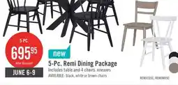 The Brick Remi 5pc Dining Set with Table & 4 Spindle-Back Chairs, Glass & Wood, 42W Round - Black offer