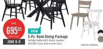 The Brick Remi 5pc Dining Set with Table & 4 Spindle-Back Chairs, Glass & Wood, 42W Round - Black offer