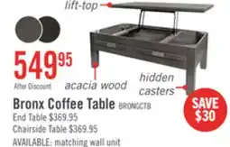 The Brick Bronx 48 Rustic Lift Top Coffee Table with Storage, Shelf and Casters - Grey Wood offer