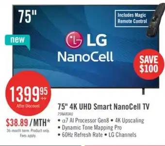 The Brick LG 75 NanoCell AI NANO80 4K Smart TV (75NANO80AUA.ACC) offer