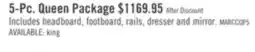 The Brick Marco 5pc Bedroom Set with Bed, Dresser & Mirror, Cherry Brown - Queen Size offer