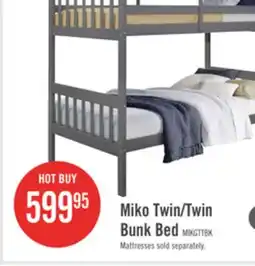 The Brick Miko Bunk Bed with Ladder & Guard Rail for Kids, Grey - Twin/Twin offer