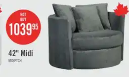 The Brick Made in Canada Midi 42 Chenille Fabric Swivel Cuddler Accent Chair - Plush Thunder Grey offer