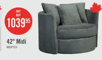 The Brick Made in Canada Midi 42 Chenille Fabric Swivel Cuddler Accent Chair - Plush Thunder Grey offer