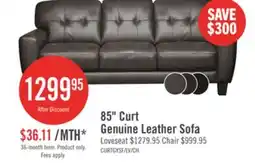 The Brick Curt 85 Genuine Leather Sofa with Button Tufting - Grey offer