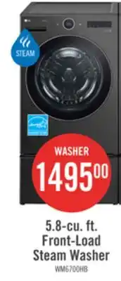 The Brick LG 5.8 Cu. Ft. Smart Front-Load High-Efficiency Steam Washer - Black Steel - Stackable - WM6700HBA offer