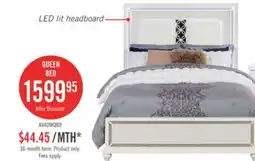 The Brick Ava Panel Bed with Headboard & Frame, LED, Glam, White - Queen Size offer