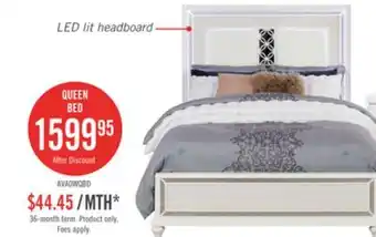 The Brick Ava Panel Bed with Headboard & Frame, LED, Glam, White - Queen Size offer